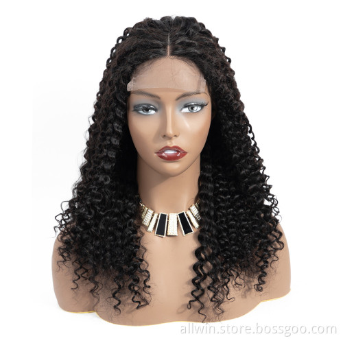 Wholesale Curly Brazilian Human Hair Wig Unprocessed Natural Curly Virgin Hair 4*4 Lace Closure Wig Vendor